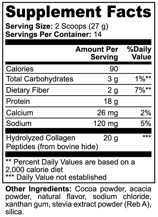 "NO-CUT" Grass-Fed Collagen Peptides Powder (Chocolate)
